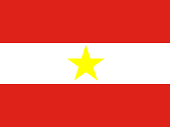 white and red flag with star